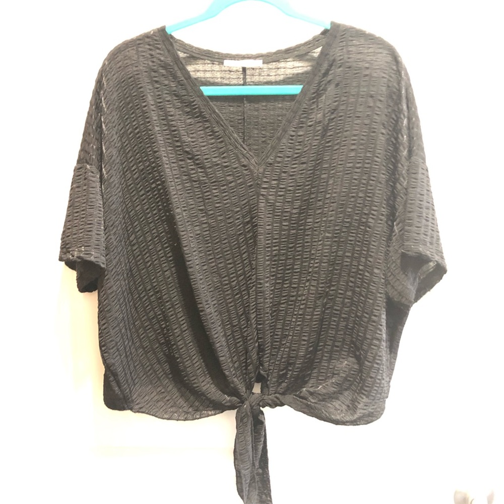 Zara crinkle tie front top